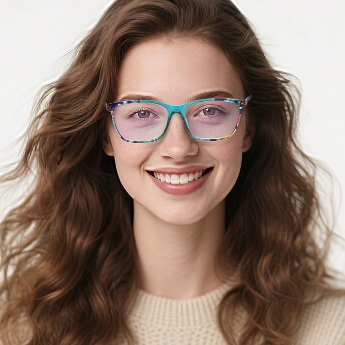 Henotin 4 Pack Ladies Reading Glasses Blue Light Blocking Spring Hinge Readers Anti Eyestrain Computer Eyeglasses (Multicolor-6, 2.5)