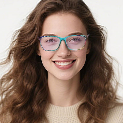 Henotin 4 Pack Ladies Reading Glasses Blue Light Blocking Spring Hinge Readers Anti Eyestrain Computer Eyeglasses (Multicolor-6, 2.25)
