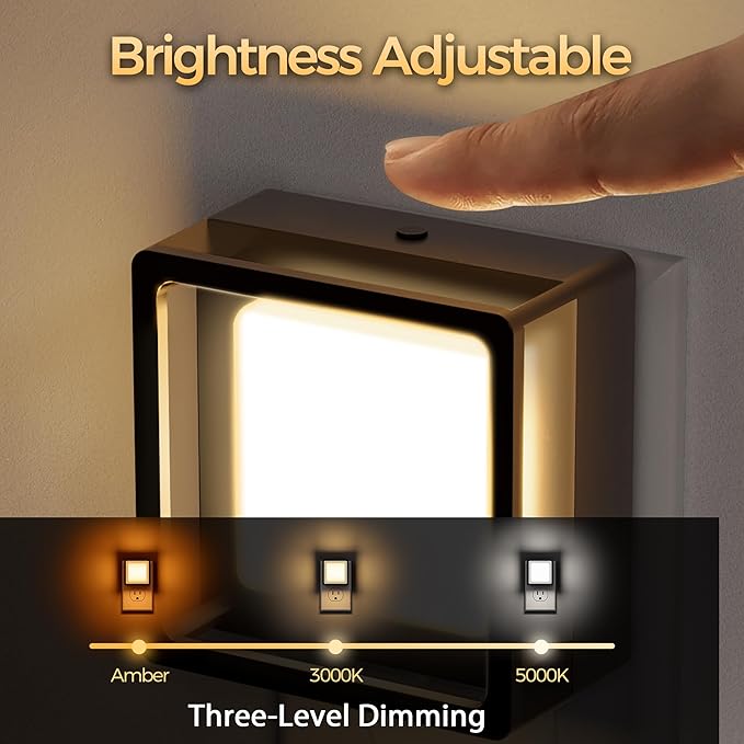 DORESshop LED Night Light, Night Lights Plug Into Wall [4 Pack] with Dusk-to-Dawn Sensor, Dimmable Nightlights, Adjustable Brightness for Bathroom, Hallway, Bedroom,Kids Room,Stairway,3CCT