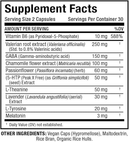 ALLMAX Light’S Out Sleep - 60 Capsules - Promotes Rest & Relaxation - with Vitamin B6, L-Theanine, Chamomile & Melatonin - 30 Servings