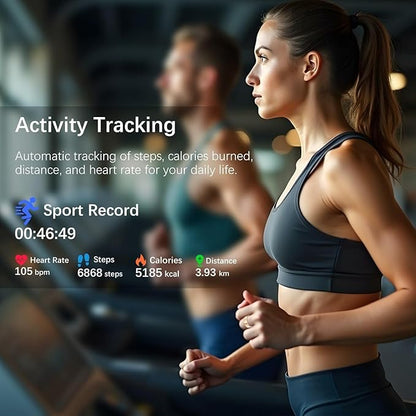 Ring Health Tracker for Women Men, Fitness Ring with Heart Rate,Blood Oxygen,Sleep Monitor,Calories, Step Counter, IP68 Waterproof Smart Ring for iPhone & Android, No Subscription Fee (Rose Gold, 8#)