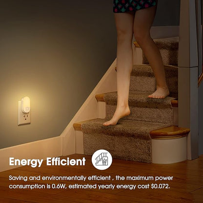 L LOHAS LED Night Lights Plug into Wall, [2 Pack] LED Dimmable Night Light with Light Sensors, 30/60LM Adjustable Brightness Nightlights, Soft White 3000K Automatic Night Light for Kid, Hallway