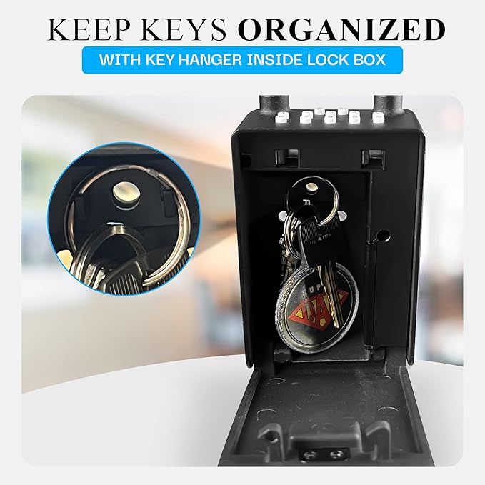 Kingsley Smart Wall Mount Key Lock Box with Bluetooth Keyless Entry, Extra Large for Keys & Access Cards, Auto Lock, App Control, IP65 Waterproof, Secure Code, for Home, Office, & Airbnb (Standard)