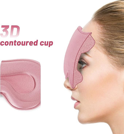 Sleep Eye Mask for Men Women, Lash Extensions 3D Sleeping Mask, Travel Blackout Night Blindfold Eye Shade Cover with Adjustable Strap (Pink-3D)
