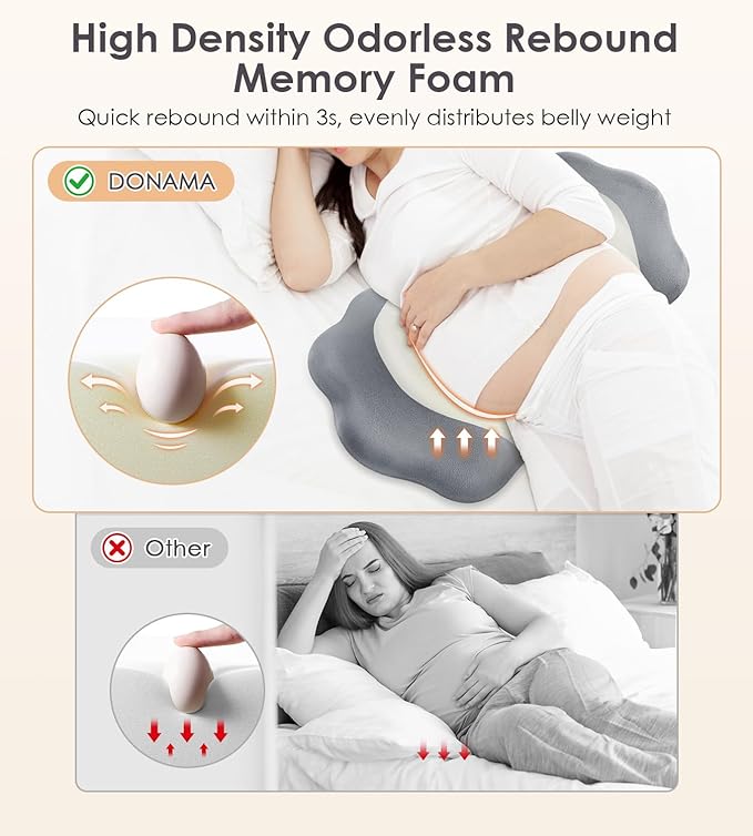 Pregnancy Pillows for Sleeping, Memory Foam Maternity Pillow Support for Back Belly HIPS, Adjustable Travel Wedge Pillow for Pregnant Women, Side Sleeping Pregnant Pillows with Velvet Cover