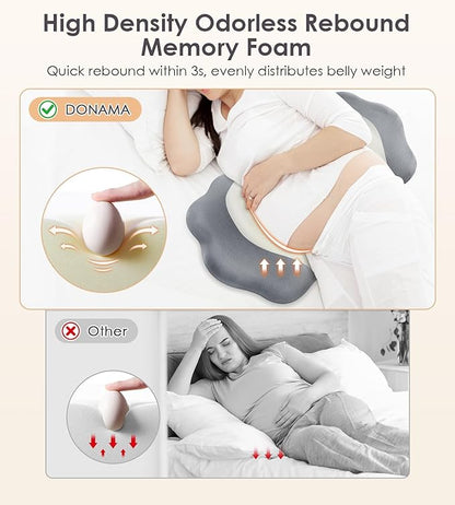Pregnancy Pillows for Sleeping, Memory Foam Maternity Pillow Support for Back Belly HIPS, Adjustable Travel Wedge Pillow for Pregnant Women, Side Sleeping Pregnant Pillows with Velvet Cover