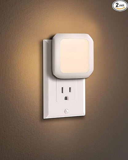 Night Light Plug in 2 Pack - Bedroom for Kids Baby Nursery Adjustable Brightness - 3000K Warm Lights LED Dusk to Dawn Bathroom Hallway Lamp for Toilet