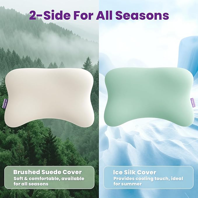Double Side Pillow Covers, Cooling & Soft Pillow Cases for Patented Side Sleep Pillow, Machine Washable, Only Pillow Cover (Green White)