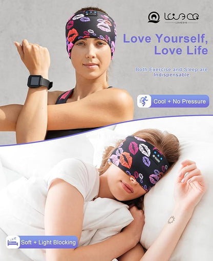 LOVE EYE Sleep Headphones Wireless Headband Headphones Bluetooth 5.4 for Side Sleeper Bluetooth Headband Earphones for Sports for tech Gadgets Gifts