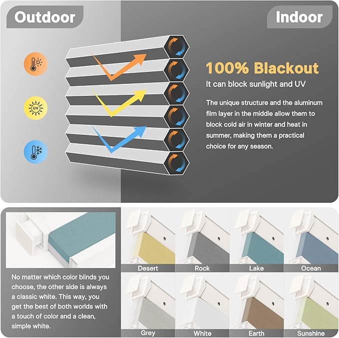 CINONEKO Custom Size(21-69"W x 22-93"H) Motorized Cellular Shades,No Drill Smart Honeycomb Blinds【Free Solar Powered】Automatic Blinds for Indoor Windows Cordless Electric Shades Compatible with Alexa