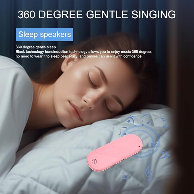Dpofirs Pillow Speaker Bluetooth Sleep Headphones for Man and Women, Mini Deep Bass Stereo Conduction Pillow Speaker for Home Travel Sunbathing Camping Solutions for Insomnia ()