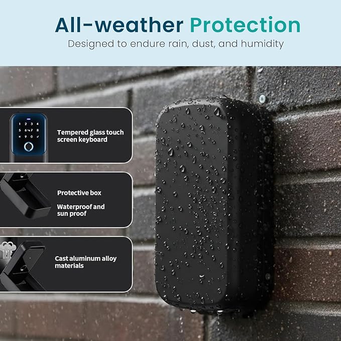 Smart Digital Wireless Lock Box – App-Controlled Key Storage with Fingerprint, Bluetooth, Passcode, Card & Key Access for Home, Office, Airbnb, Realtor – Wall or Door Mount