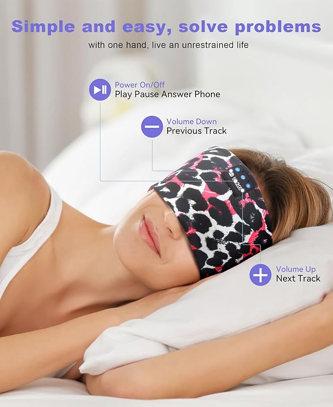 LOVE EYE Sleep Headphones Wireless Headband Headphones Bluetooth 5.4 for Side Sleeper Bluetooth Headband Earphones for Sports for tech Gadgets Gifts