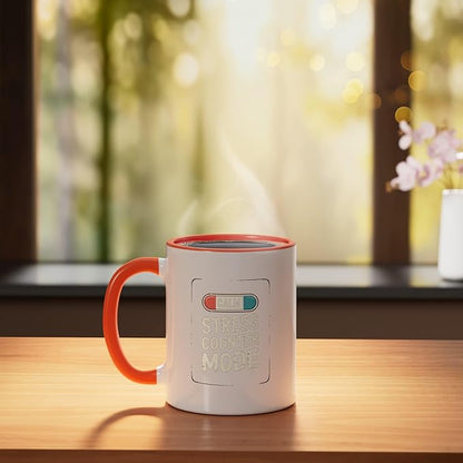 Relaxation Breathing Vagus Nerve Stimulation Stress Relief Ceramic Mug, Orange/White