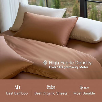 DOZ Duvet Cover Set, 100% Viscose derived from Bamboo, Organically Grown, Buttery Soft, Cooling Duvet Covers, High GSM, 1 Duvet Cover and 2 Pillowcases, 106"x90" (Clay, King/Cal King)