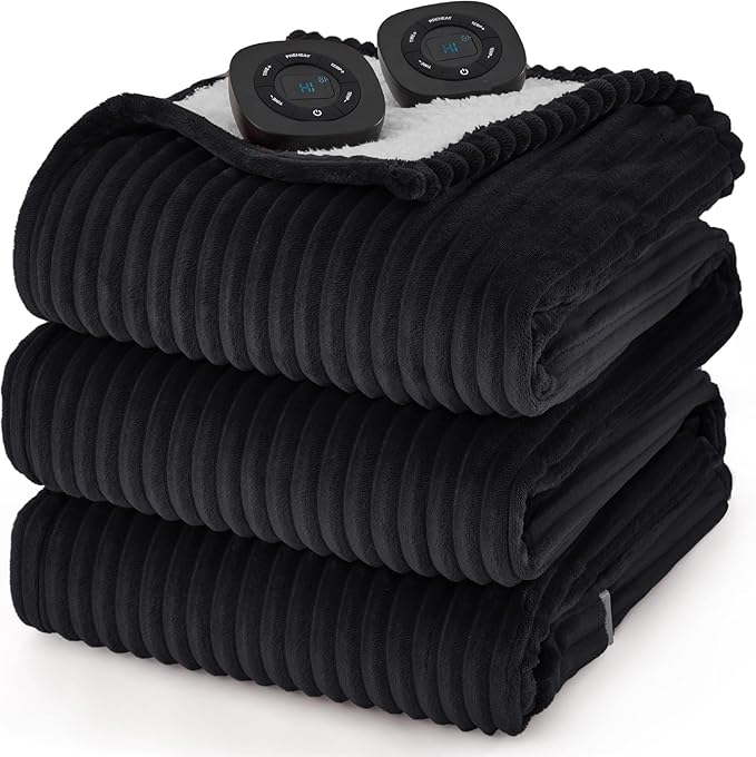 Dual-Monitor Temperature-Adjustable Electric Blanket, Timed Blanket, for Home Use, (90x100 Inches, Gray)(08 - White)