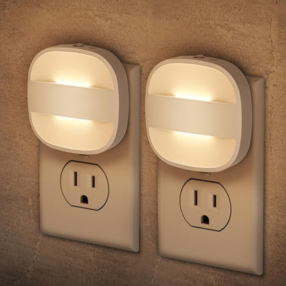 Briignite LED Night Lights Plug Into Wall,2 Packs Plug in Night Light with Dusk to Dawn Sensor, Foldable Plug Nightlight Adjustable Brightness, for Bathroom, Hallway, Kitchen