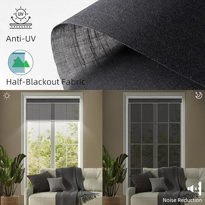 SmartWings Motorized Light Filtering Roller Shades 60% Blackout Custom Size, Rechargeable Battery, Works with Matter/Apple HomeKit, Alexa, Thread/Zigbee, Remote Optional, 60% Twilight Shadow