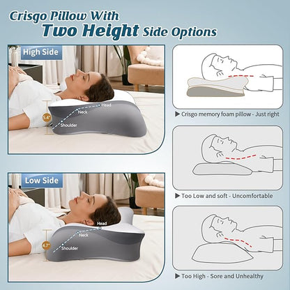 Cervical Neck Pillow - Cooling Pillow for Neck Pain Relief, Ergonomic Side Sleeper Pillow for Sleeping, Contour Memory Foam Pillows for Neck Support, Orthopedic Bed Pillow for Back Sleepers (White)