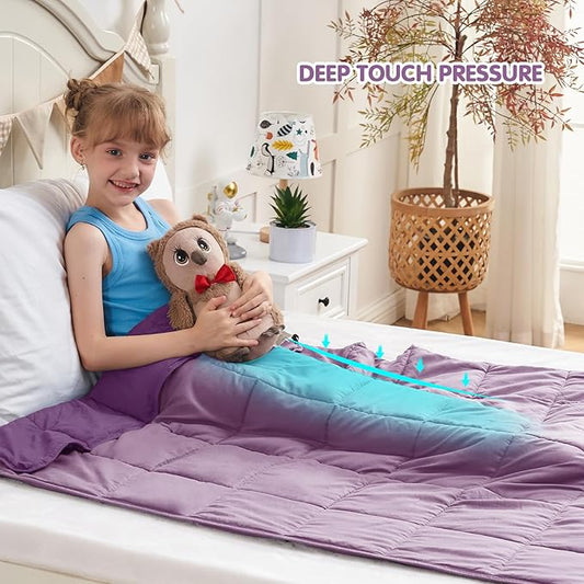 yescool Purple Weighted Blanket 3 Pounds Cooling Weighted Lap Blanket, Heavy Blanket for Sleeping, Weighted Throw Blanket Gift for 20-40lbs, 36"x48"