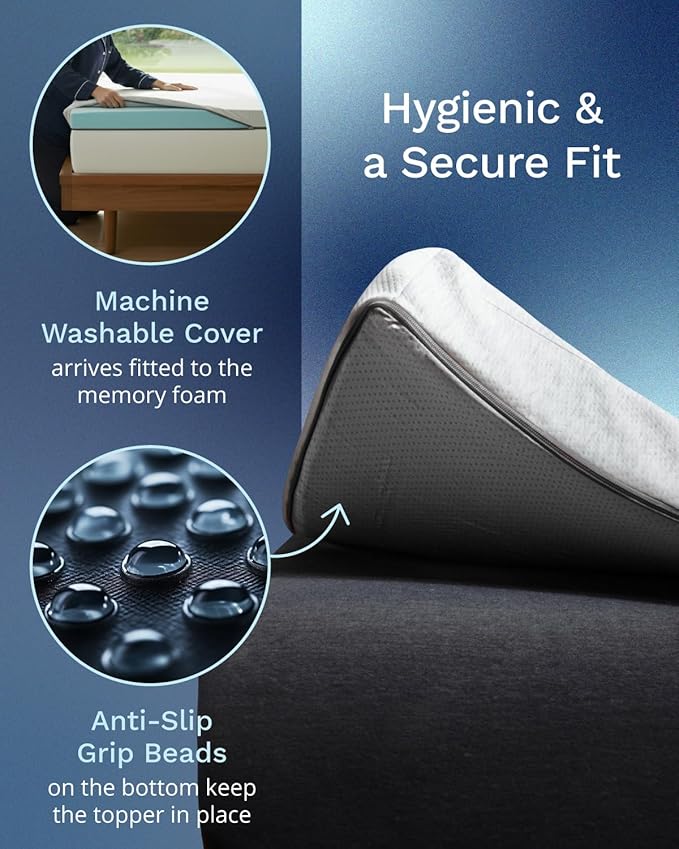 ViscoSoft Dusk 3-Inch Memory Foam Mattress Topper - Twin XL Mattress Topper, Washable Cover, Cooling & Back Pain Relief, CertiPUR-US Performance Tested and Certified Foam