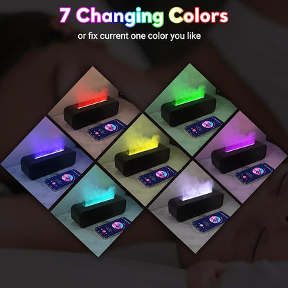 Essential Oil Diffuser, 250ml Flame Oil Diffuser - Aromatherapy Humidifier, Sound Activated Flame Effect, Rainbow Flame, Music Sync, Remote Control - Perfect for Bedroom Home Office Yoga (Black)