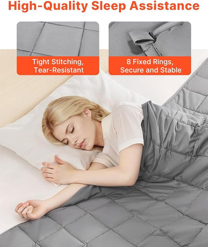 VEVOR Weighted Blanket 88 x 104 inch - King Size, 20 lbs Heavy Blanket with Cooling Glass Beads, Soft & Breathable for All-Season Use, Suitable for Adults 200-250 lbs, Ideal Gift Choice (Grey)