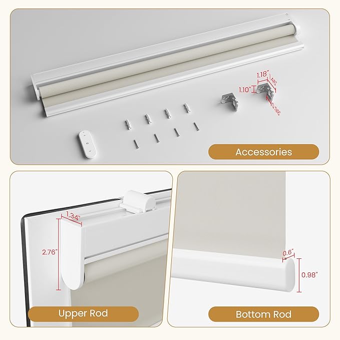 Grandekor Motorized Blinds with Remote | Blackout Cordless Electric Roller Shade Window Treatments, Compatible with Alexa/Google Assistant, for Bedroom, Living Room & Office,Beige|39" W x 72" H