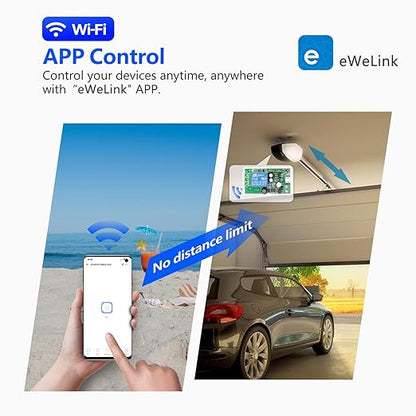DieseRC 2x2 Channels WiFi Smart Switch with 1x Bluetooth Transmitter, DC 5V 12V 24V Passive Output Relay Module Ewelink APP WiFi Control Compatible with Alexa/Google Home, Inching/Self-Locking Switch