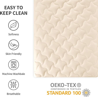 SLEEP ZONE Mattress Pad Queen, Double Bed Mattress Topper for Bedroom, Breathable Mattress Protector, Cooling Mattress Cover with Deep Pocket, Comfortable & Soft (Beige, Queen)