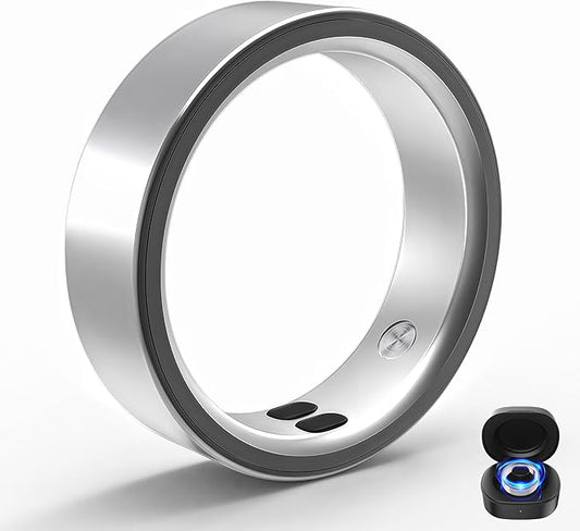 Smart Rings for Women Men,Sleep Tracking Wearable,Fitness Tracker Ring with Step/Heart Rate/Blood Oxygen/Distance/Calorie,Clock Vibration,No Subscription Fee,5ATM Waterproof, iOS&Android(Silver 9)