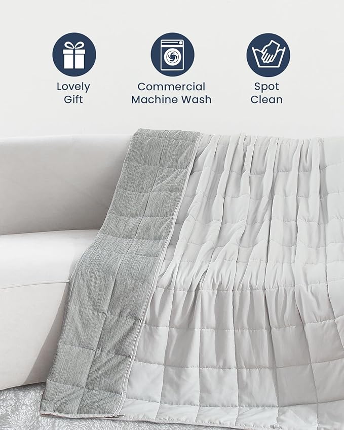 Weighted Blankets 12lbs, Weighted Blanket Twin Size for Hot Sleepers, Soft and Cozy Microfiber Double-Sided Weighted Blanket, Cooling Bed Blankets for All Season, 48 x 72 inches, Grey