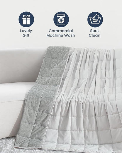 Drewin Weighted Blanket for Adults 17lbs, Cooling Queen Size Weighted Blankets with Double Sided Breathable Microfiber, Soft Heavy Blanket for Sleep Natural and Relaxing, 60 x 80 inches, Grey