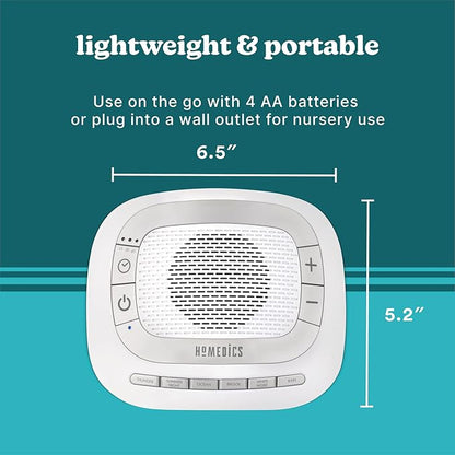 Homedics SoundSleep Rejuvenate White Noise Sleep Machine, Small Travel Sound Machine with 6 Relaxing Nature Sounds, Portable Sound Therapy for Home, Office, Nursery, Auto-Off Timer, by Homedics