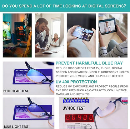 EYEURL Reading Glasses for Women, 2 Pack Blue Light Blocking Readers Lightweight Filter UV Ray/Glare Anti Eyestrain 0.75