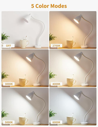 BOHON Reading Lights for Books in Bed, 5 Color 10 Brightness, Without Install Bedside Lamp, Half Hour Auto-Off Timer, Flexible Neck Wall Lamps for Bedroom Headboard Office Home (White)