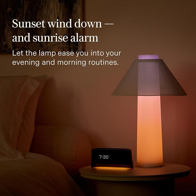 Loftie Smart Lamp - Sunrise Alarm, Wake-Up Light, Custom Color Modes, Nightstand Lamp Room Decor, Red Lights for Sleep, Morning & Evening Routines, Modern Table Lamps for Bedroom Decor, Office (Black)