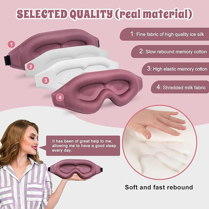 3D Advanced Eye Mask for Sleeping，Ultra Delicate Soft Skin Friendly Eye mask，100% Blackout Sleep Eye Mask for Sleep, Eyelash Extension Sleep mask