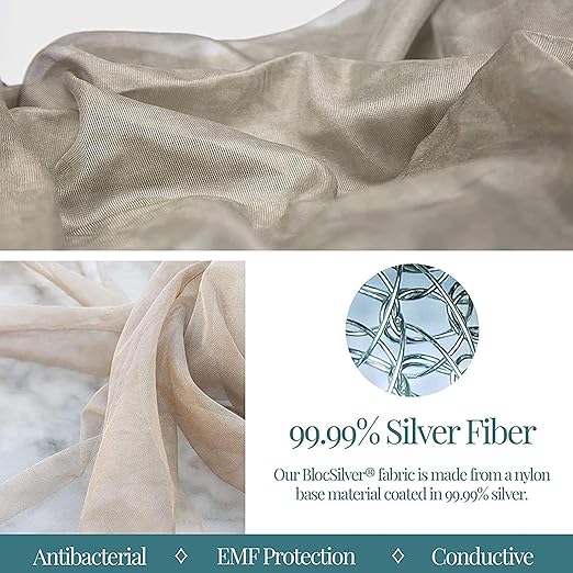 Radiation Protection Square Bed Canopy,100% Silver Fiber Insomnia Relief for Isolated Signal RFID-Blocking,Silver-220 * 220 * 220cm