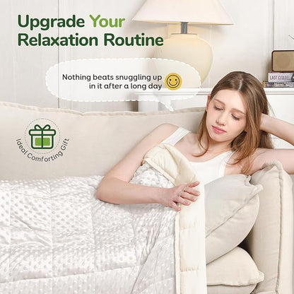 Sivio Weighted Blanket for Adults Queen Size 20 lbs, Soft Heavy Blanket for Stress Relief and Sleep Promotion, Cooling Weighted Throw Blanket for All-Season, White, 60 x 80 inches