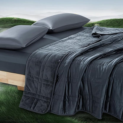 Weighted Blanket King Size 30lbs (88''x104'', Dual-Sided), Reversible Cozy Warm Velvet & Cooling Tencel King Weighted Blanket for Adults and Couples All Season Use - Carry Bag Included, Dark Grey