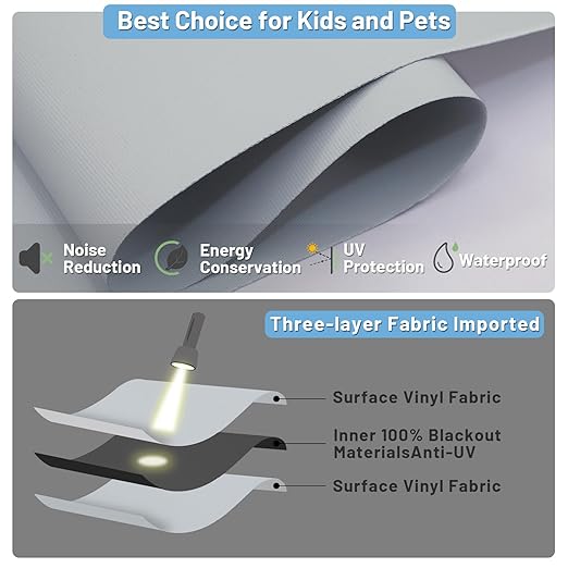 Motorized Blinds with Remote Control, 100% Blackout Cordless Wireless Electric Window Roller Shade Matter Motor Over Thread Compatible with Alexa/Google Home/Homekit (Light Gray)