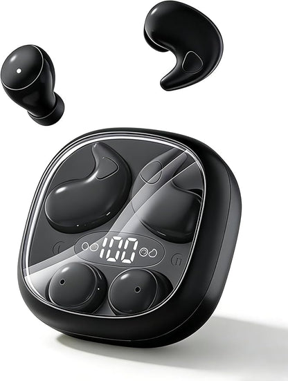 Flat Sleep Earbuds, Mini Invisible Discreet Wireless Earbuds for Side Sleepers, Tiny in-Ear Headphones for Sleeping with Small Ear Canals (Black)