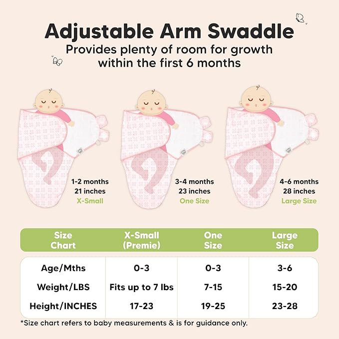 3-Pack Organic Baby Swaddle Sleep Sacks - Swaddles for Newborns, Infant 0-3 Months, Baby Girls, Boys, Soft & Snug Newborn Sleep Sack, Nursery Swaddling Blankets (Blossom, OS)