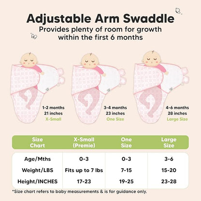 3-Pack Organic Baby Swaddle Sleep Sacks - Swaddles for Newborns, Infant 0-3 Months, Baby Girls, Boys, Soft & Snug Newborn Sleep Sack, Nursery Swaddling Blankets (Blossom, OS)
