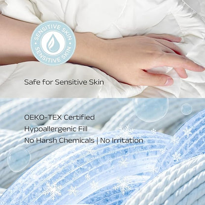 Cooling Comforter for Hot Sleepers - Lightweight Breathable Tencel Blend, Double Sided All-Season Comforter, Temperature Regulating & Machine Washable (Cream, Throw(70''L*60''W))