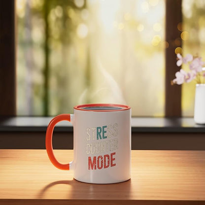 Relaxation Breathing Vagus Nerve Stimulation Stress Relief Ceramic Mug, Orange/White