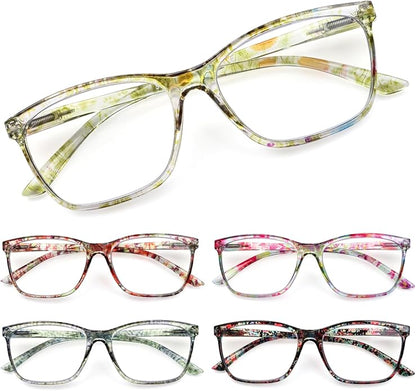 SIGVAN Ladies Reading Glasses Blue Light Blocking Spring Hinge Fashion Pattern Print Eyeglasses for Women