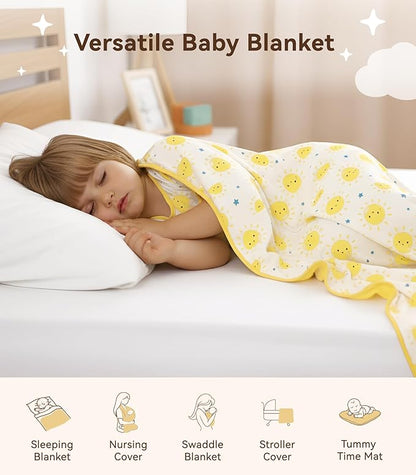 Premium Baby Blankets, Soft Viscose from Bamboo Blanket for Boys and Girls, Nursery Crib Bedding Quilt for Newborn and Toddler, Cooling for Hot Sleepers, 50'' x 50'' Sun