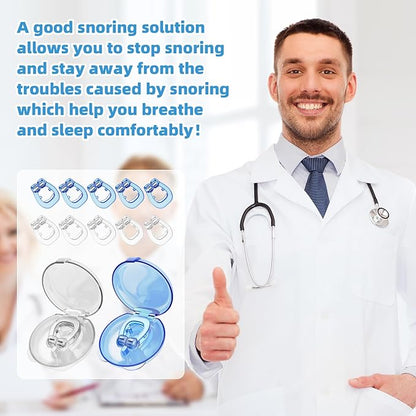 Anti Snoring Device-Magnetic Anti Snore Nose Clip,Silicone Stop Snoring Solution,Reusable Sleep Aid,Snore Stopper,Nasal Snore Clip for Better Sleep (Blue+White)